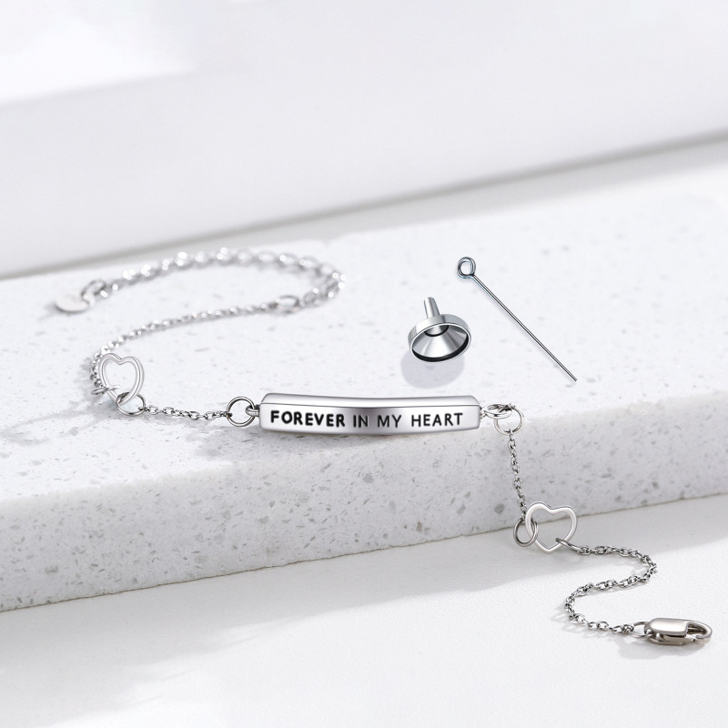 Bracelet en argent sterling pour cendres avec mot gravé-8