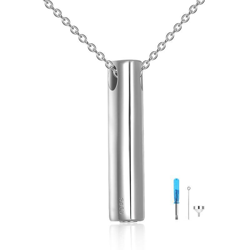 Collana con urna a barre in argento sterling per le ceneri-1