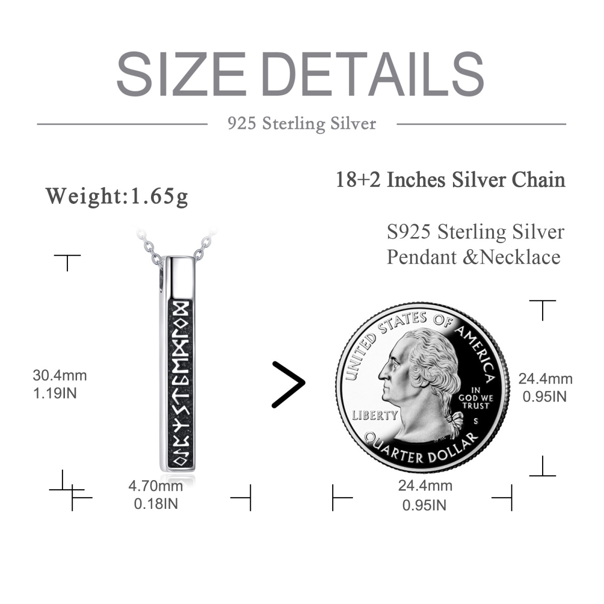 Sterling Silber Bar & Viking Rune Urne Halskette für Asche-6