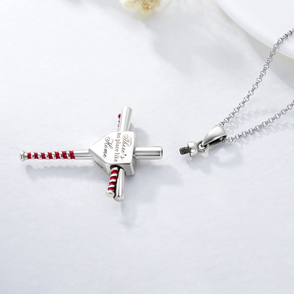 Sterling zilveren Honkbal & Kruis Urn ketting voor as-7