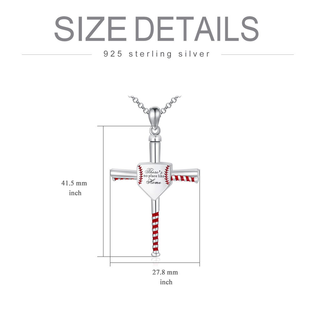 Sterling zilveren Honkbal & Kruis Urn ketting voor as-8
