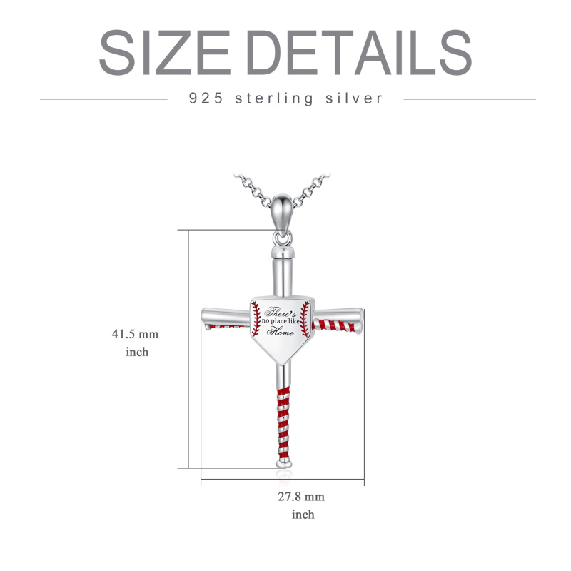 Collar urna de béisbol y cruz de plata de ley-8