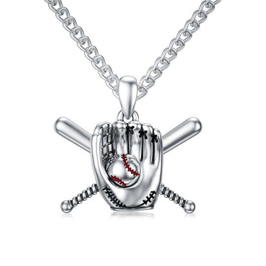 Sterling Silver Baseball Pendant Necklace for Men