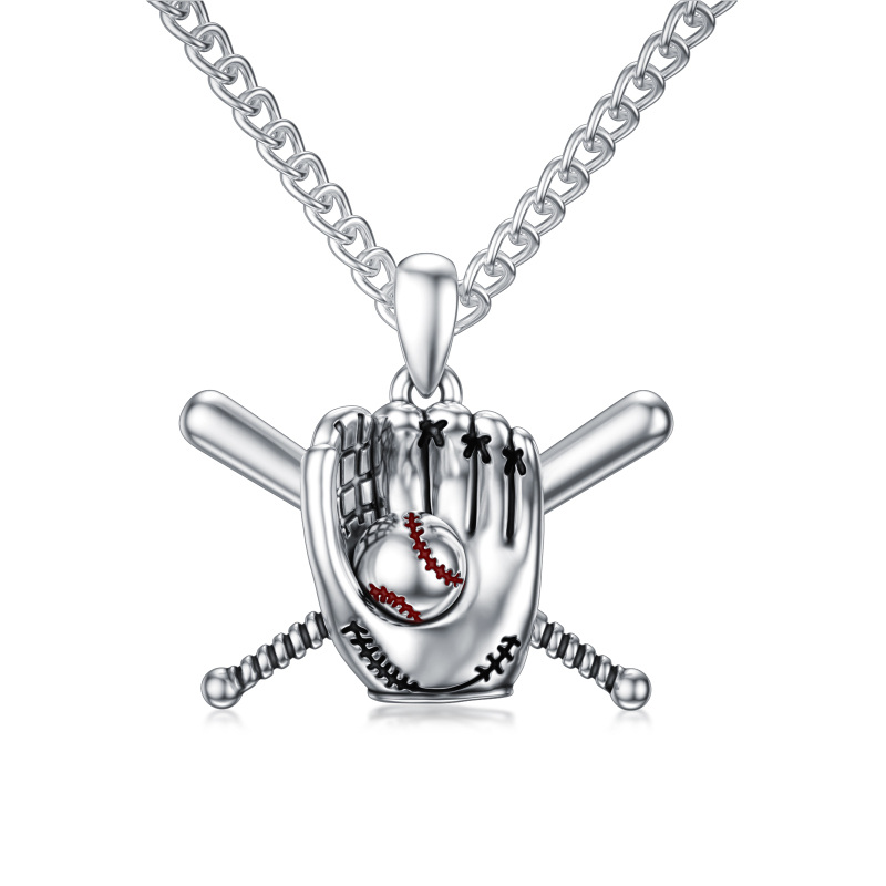 Sterling Silver Baseball Pendant Necklace for Men-3