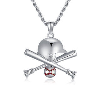 Sterling Silver Baseball Pendant Necklace for Men-4