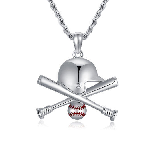 Sterling Silver Baseball Pendant Necklace for Men