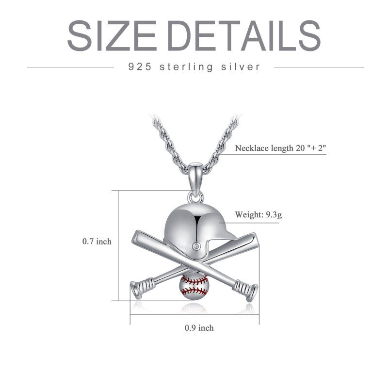 Sterling Silver Baseball Pendant Necklace for Men-5
