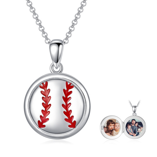 Collana con ciondolo a forma di baseball in argento sterling