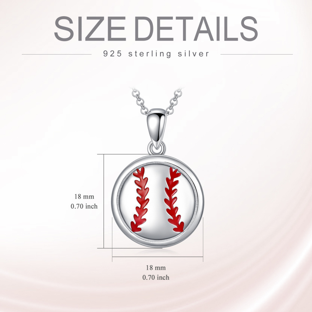 Collar de plata de ley con colgante de béisbol-3