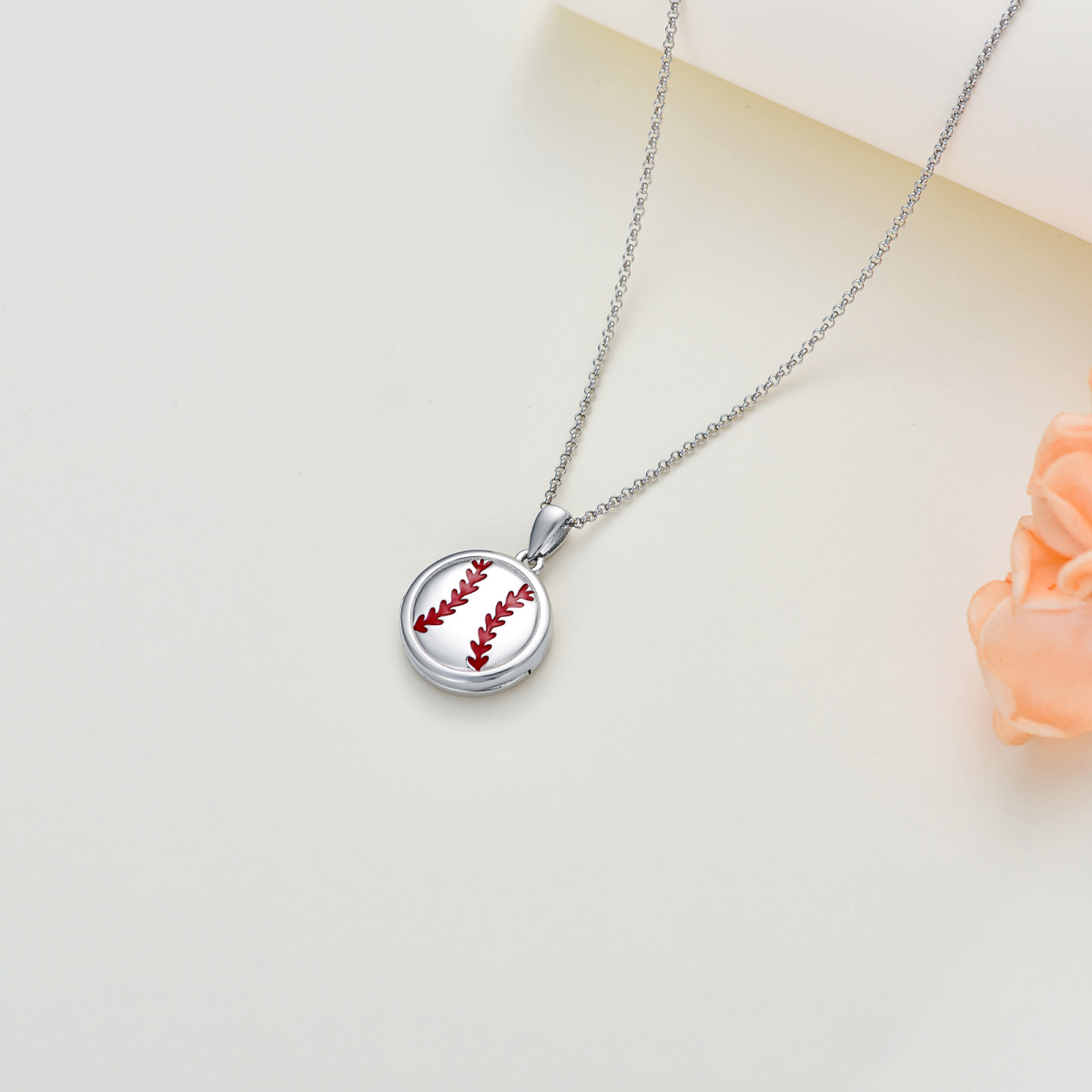 Sterling Silver Baseball Pendant Necklace-5