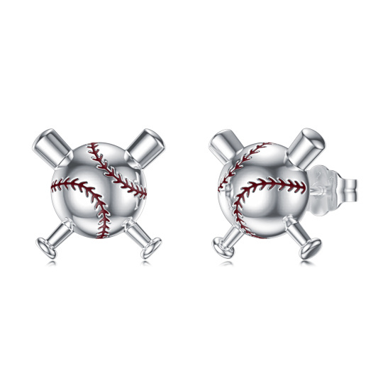 Sterling Silver Baseball Stud Earrings