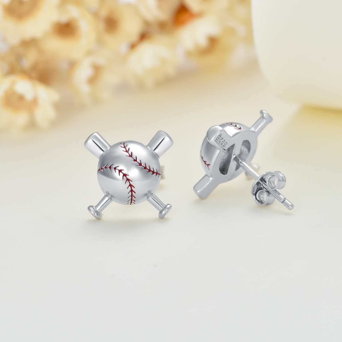 Baseball-Ohrstecker aus Sterlingsilber-4