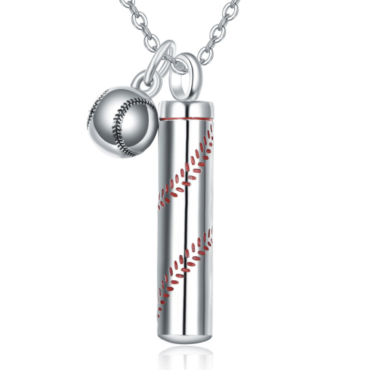 Collana con urna da baseball in argento sterling per le ceneri