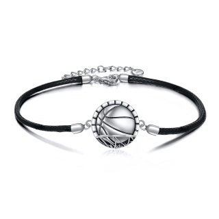 Sterling Silver Basketball Pendant Bracelet-3