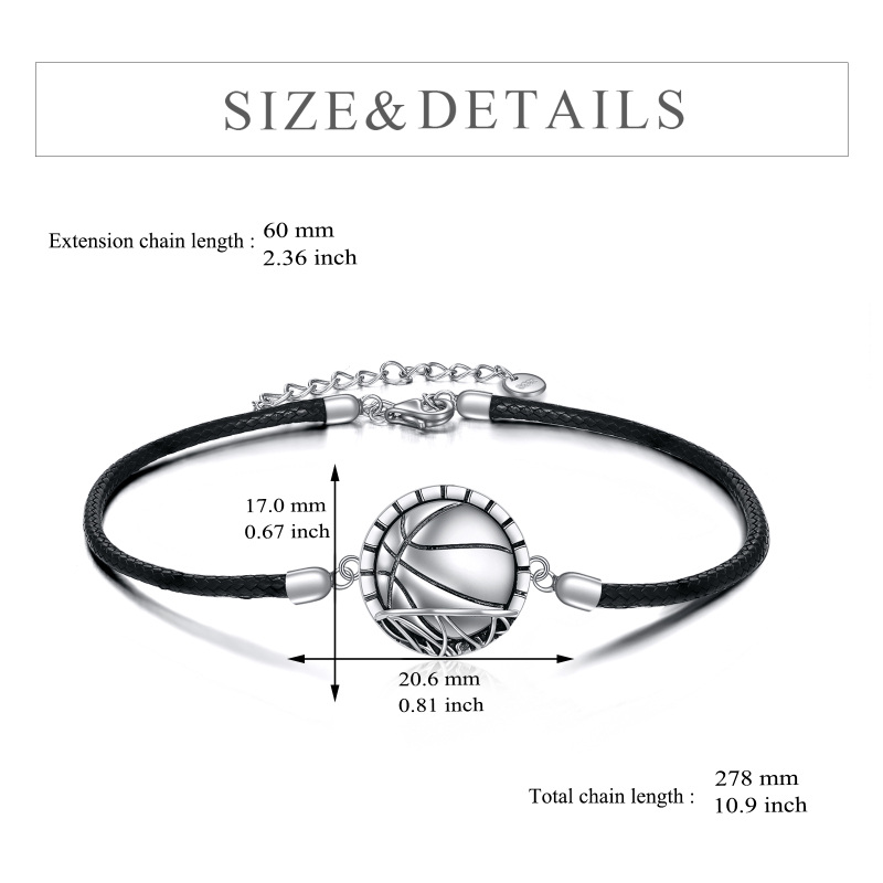 Bracelet en argent sterling avec pendentif basket-ball-5