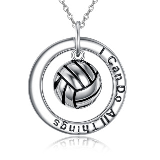 Sterling Silver Basketball Pendant Necklace with Engraved Word I Can Do All Things-1