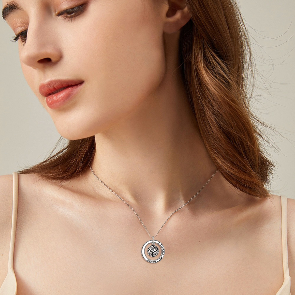 Sterling Silver Basketball Pendant Necklace with Engraved Word I Can Do All Things-2