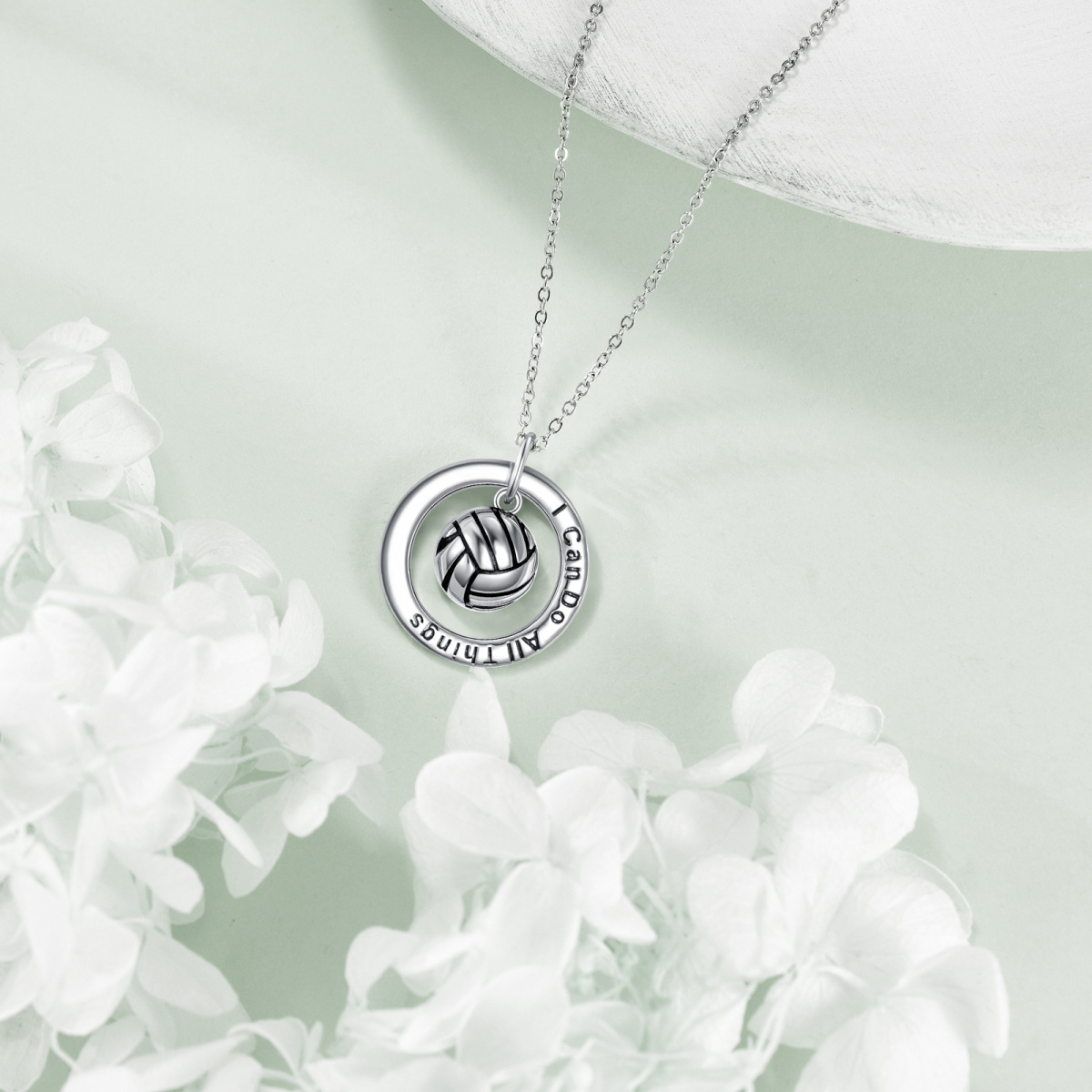 Sterling Silver Basketball Pendant Necklace with Engraved Word I Can Do All Things-4