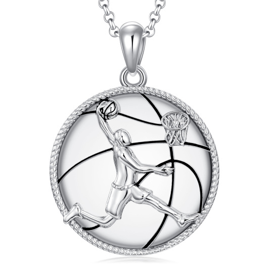 Collier en argent sterling avec pendentif basket-ball