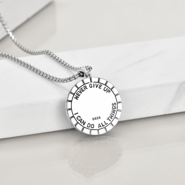 Sterling Silver Basketball Pendant Necklace with Engraved Word-5