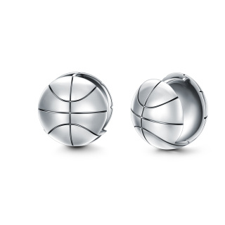 Sterling Silver Basketball Stud Earrings for Men-2