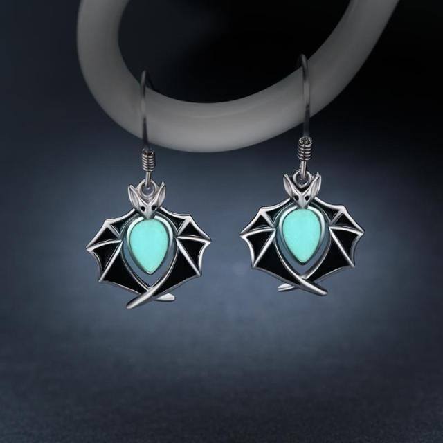 Sterling Silver Bat Drop Earrings-4