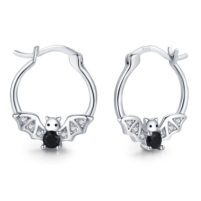 Boucles d'oreilles créoles chauve-souris en argent sterling et oxyde de zirconium-1