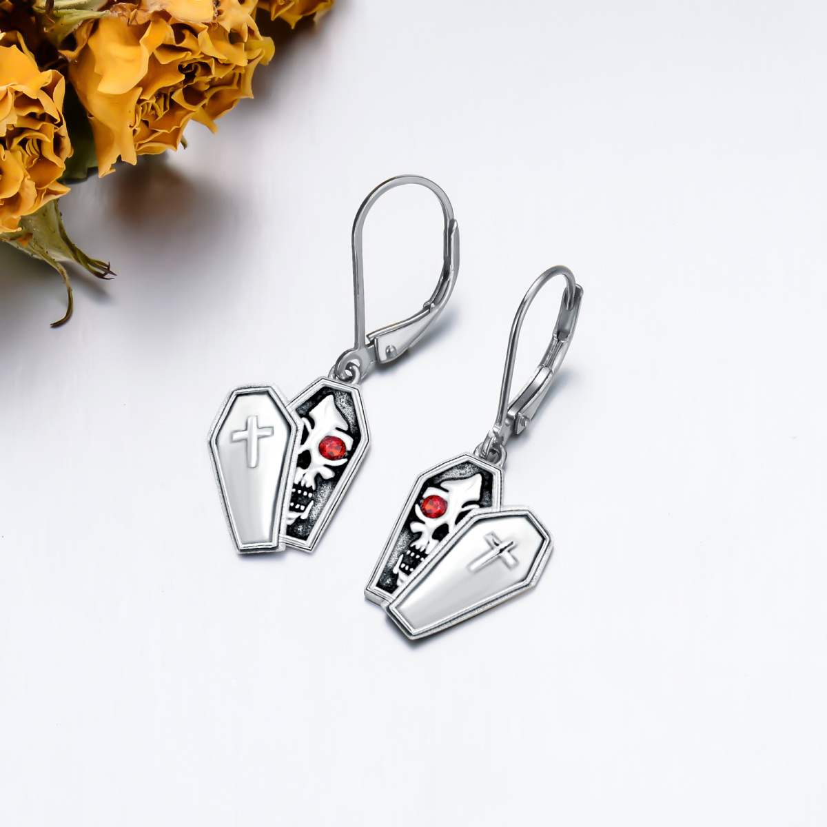 Boucles d'oreilles dormeuses chauve-souris en argent sterling et oxyde de zirconium-5