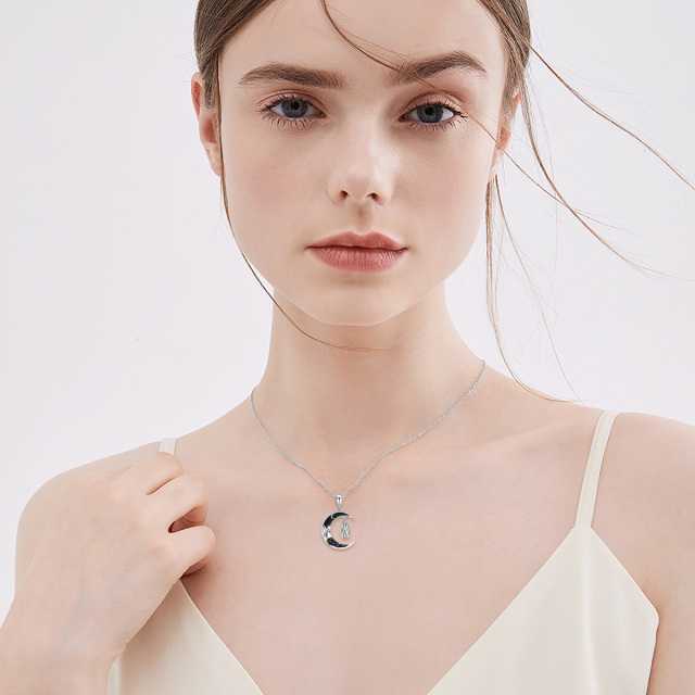 Collana con ciondolo a forma di luna pipistrello in argento sterling-2