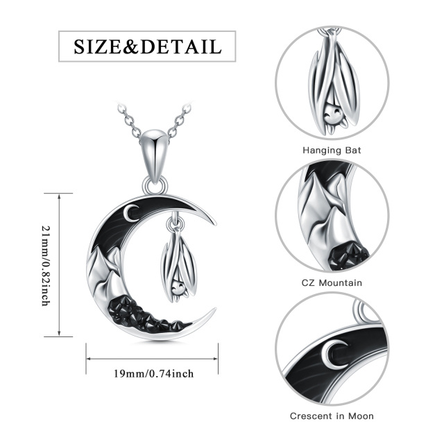 Collana con ciondolo a forma di luna pipistrello in argento sterling-5