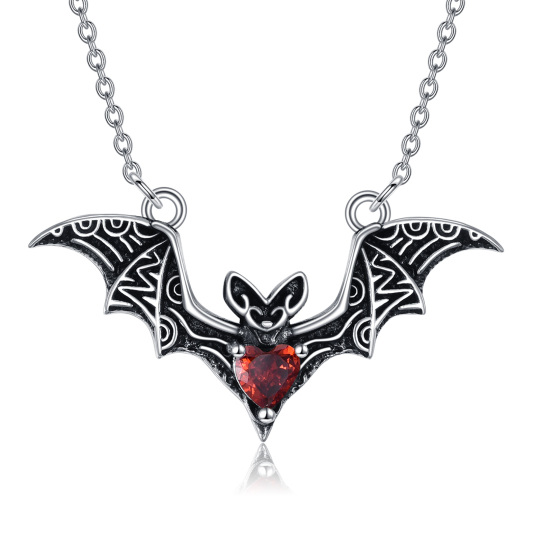 Sterling Silver Cubic Zirconia Bat Pendant Necklace