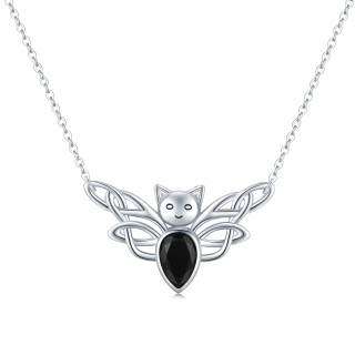 Sterling Silver Cubic Zirconia Bat Pendant Necklace-3