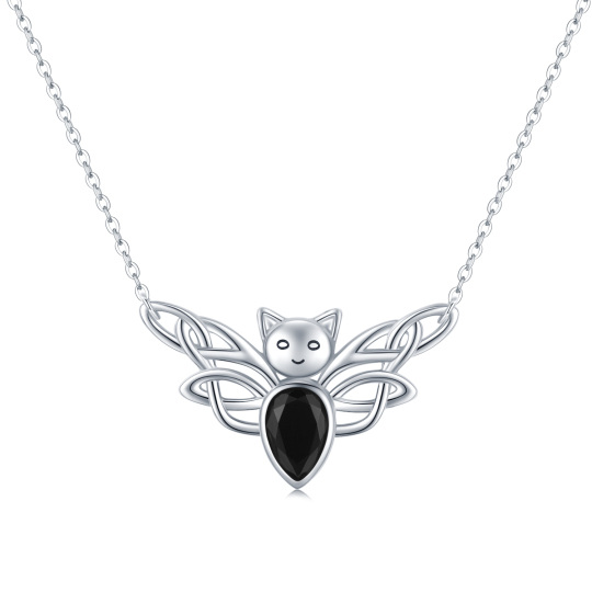 Sterling Silver Cubic Zirconia Bat Pendant Necklace