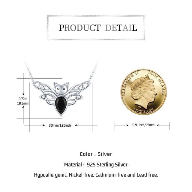 Sterling Silber Cubic Zirkonia Fledermaus Anhänger Halskette-5