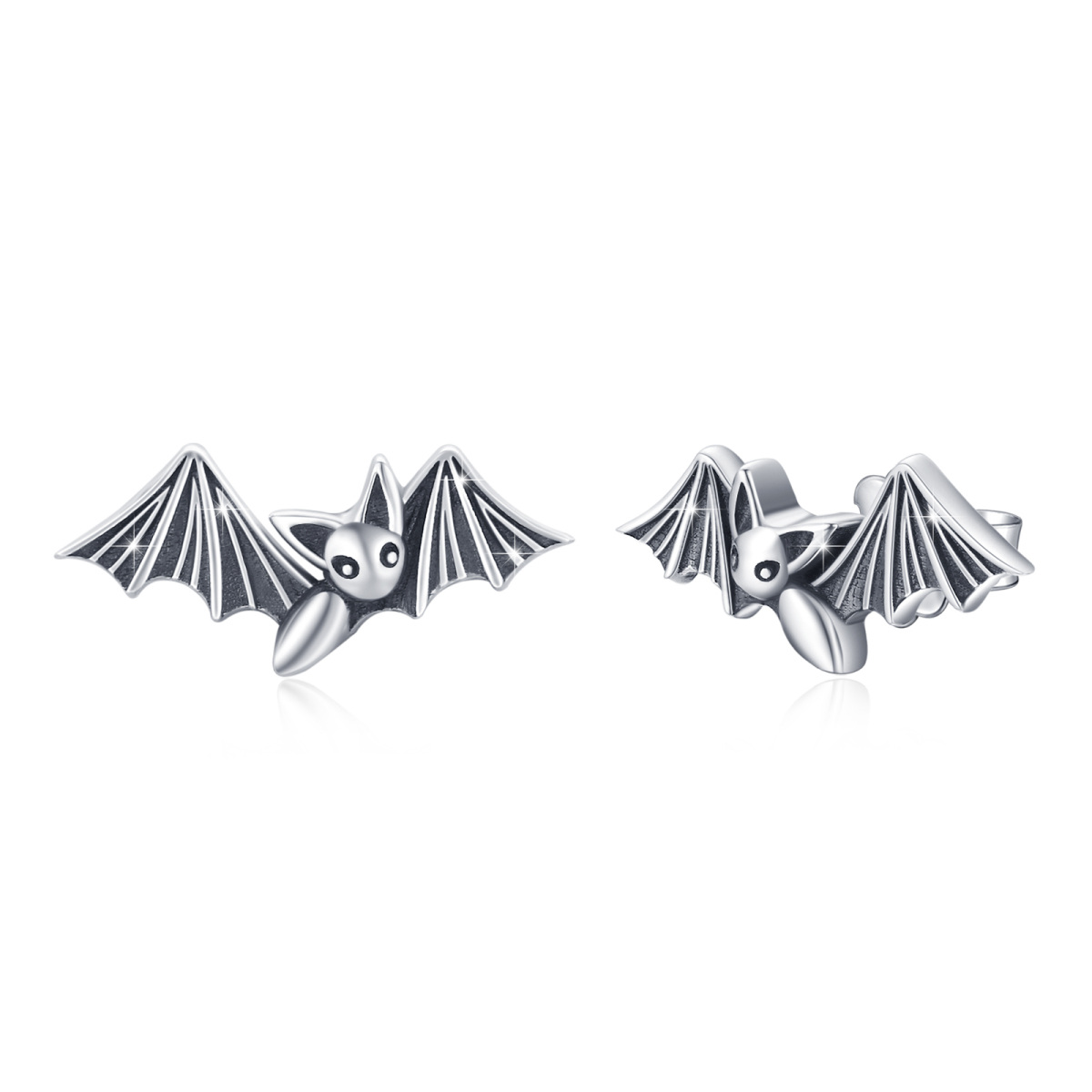 Boucles d'oreilles chauve-souris en argent-1