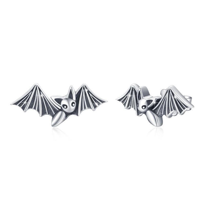 Sterling Silver Bat Stud Earrings-5