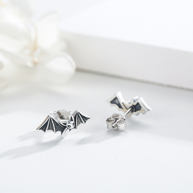 Boucles d'oreilles chauve-souris en argent-4