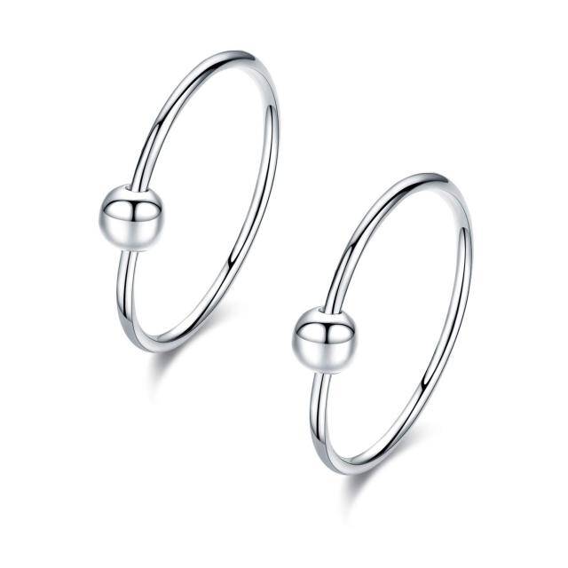 Set di tre paia di orecchini a cerchio con cartilagine e perline in argento sterling-5