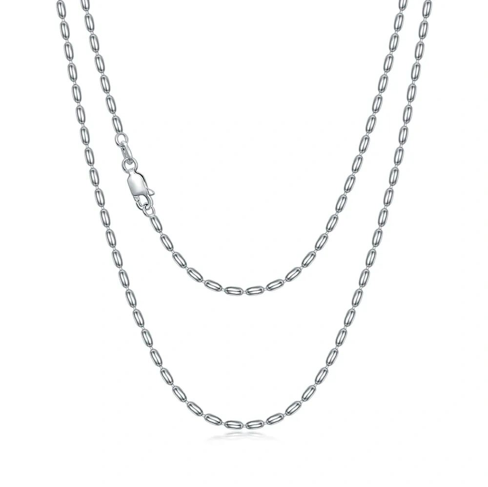 Collar de cadena de cuentas de plata esterlina-1