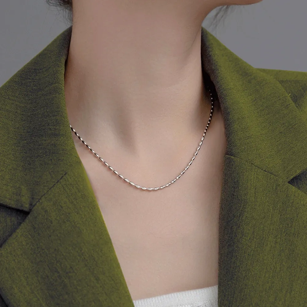Collar de cadena de cuentas de plata esterlina-2