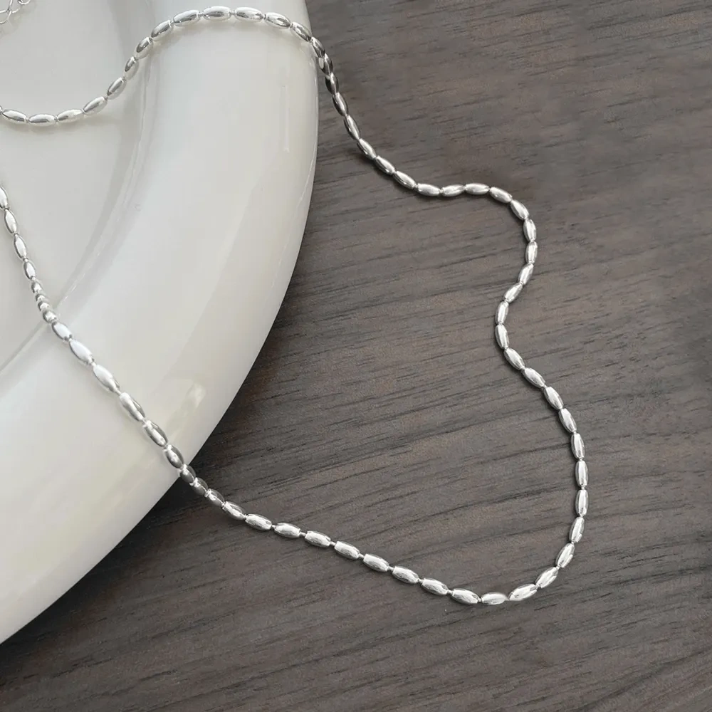 Collar de cadena de cuentas de plata esterlina-3