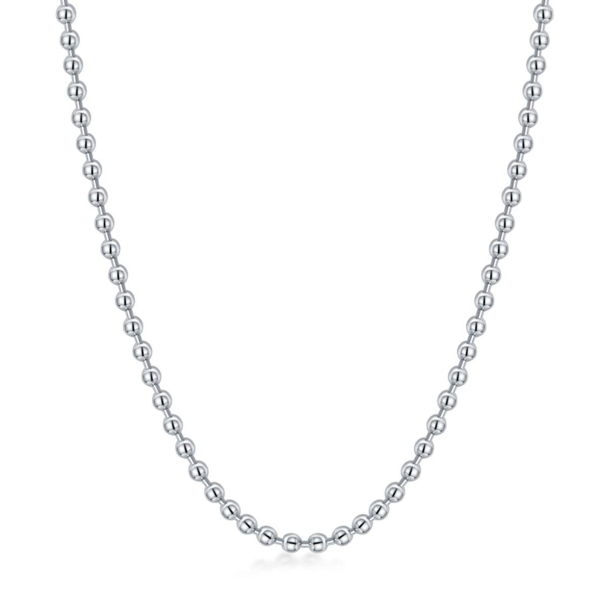 Sterling Silver Bead Bead Chain Necklace 18Inch For Women Best Friends-1