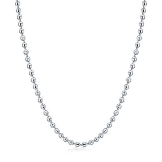 Sterling Silver Bead Bead Chain Necklace 18Inch For Women Best Friends