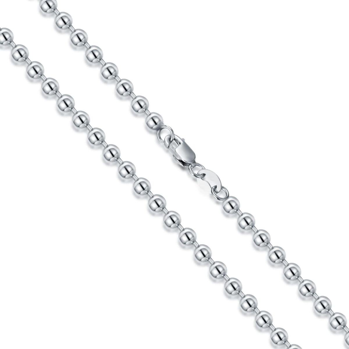 Sterling Silver Bead Bead Chain Necklace 18Inch For Women Best Friends-2