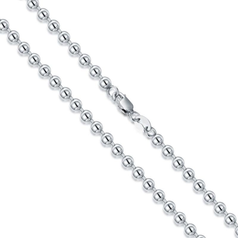 Sterling Silver Bead Bead Chain Necklace 18Inch For Women Best Friends-2