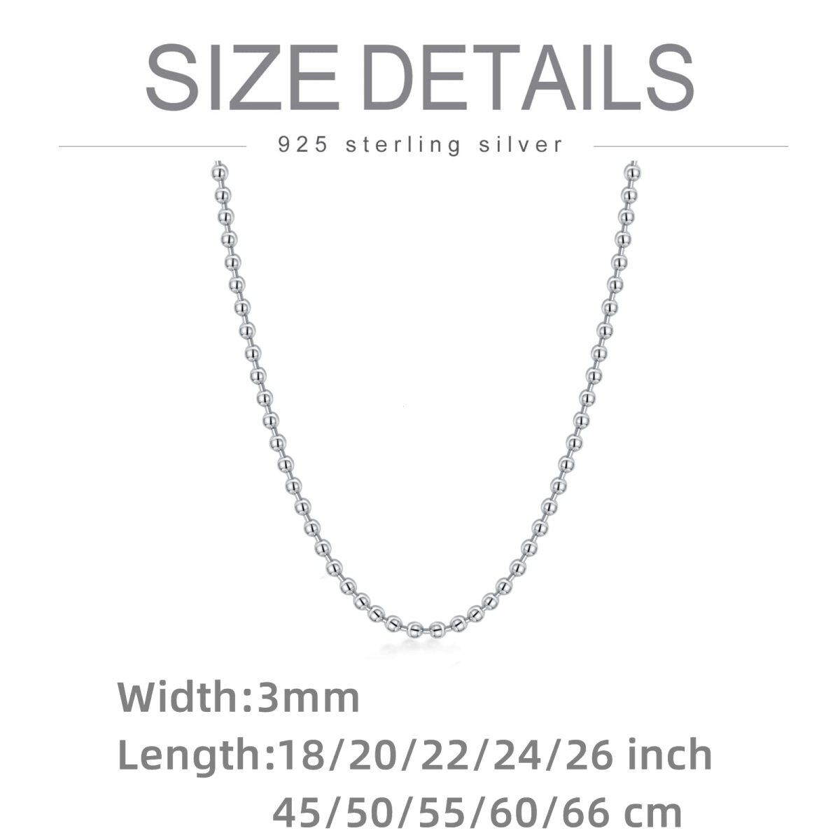 Sterling Silver Bead Bead Chain Necklace 18Inch For Women Best Friends-5