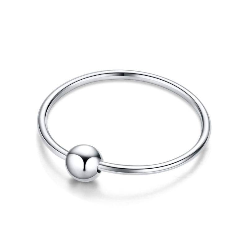 Sterling Silver Bead Hoop Earrings-19