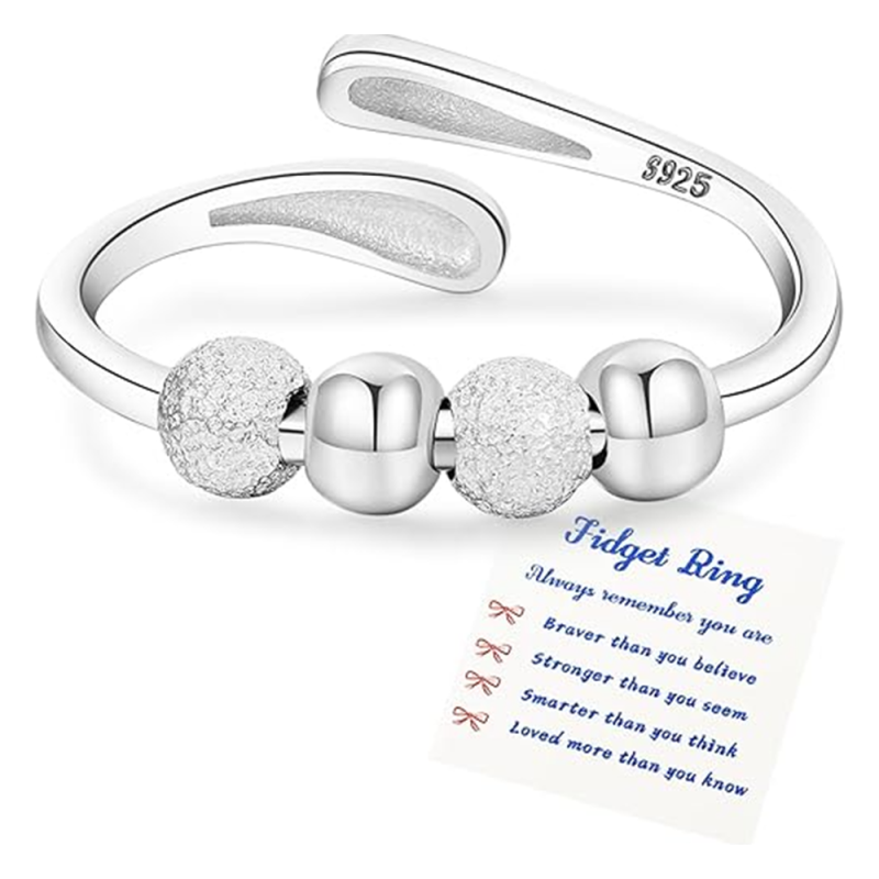 Srebrny pierścionek z koralikami-1