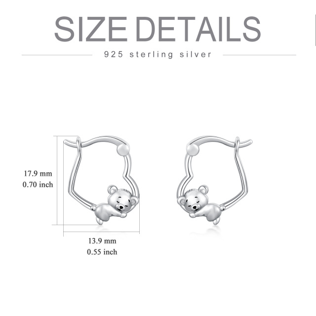 Boucles d'oreilles en argent sterling avec ours et cœur-5