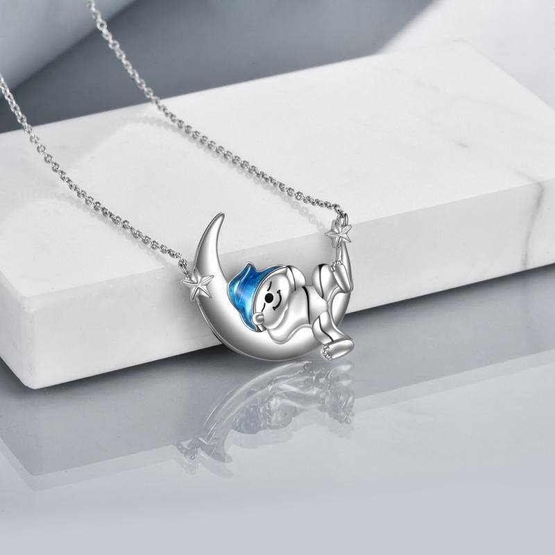 Sterling Silver Bear Pendant Necklace-4